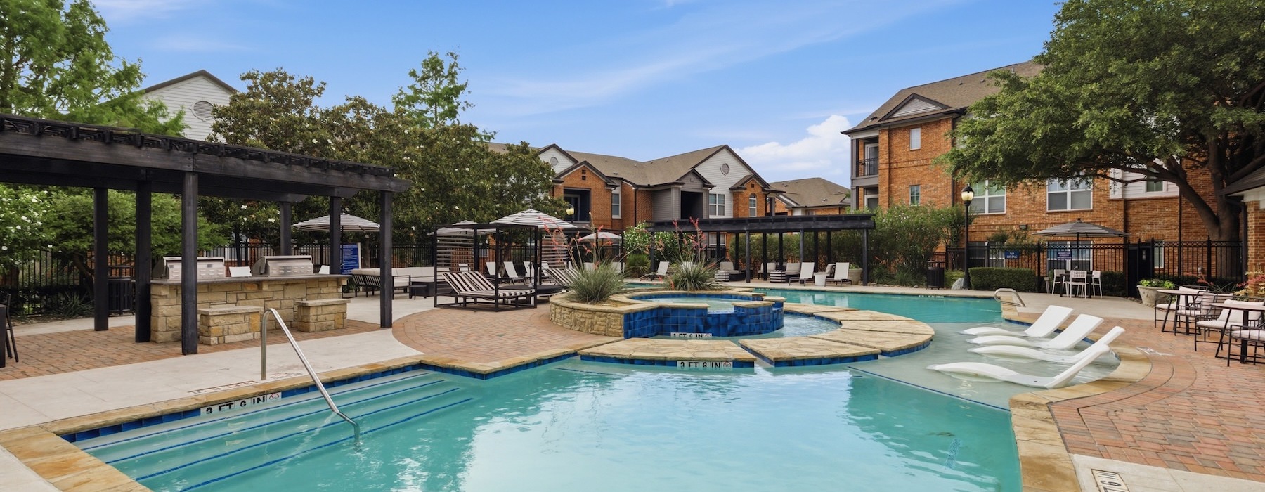 a swimming pool in a courtyard