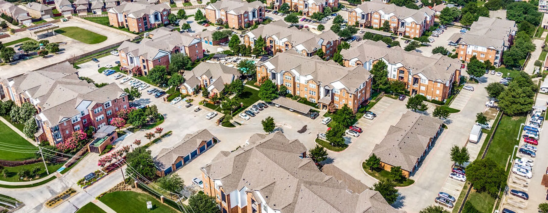 an aerial view of a town